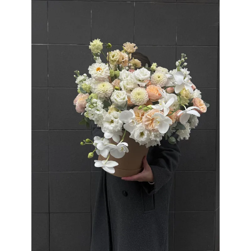 Box in White and Beige shades with an Orchid
