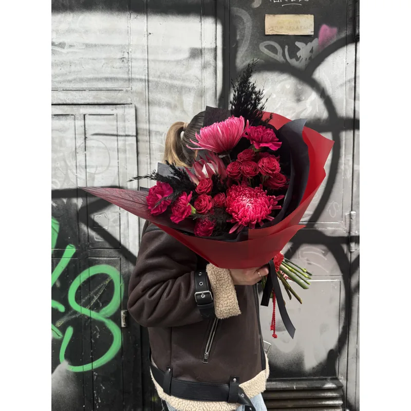 Red and Black Custom-Made Bouquet
